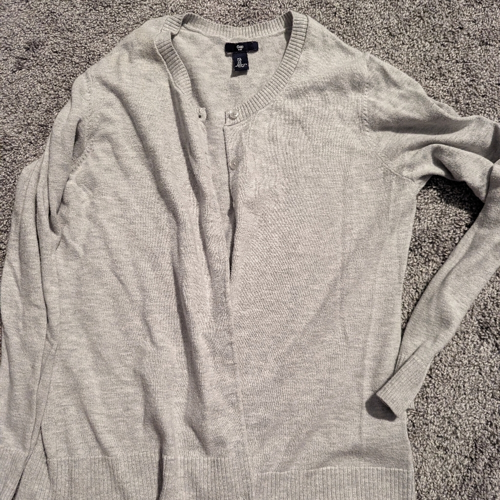 Light gray cardigan sweater